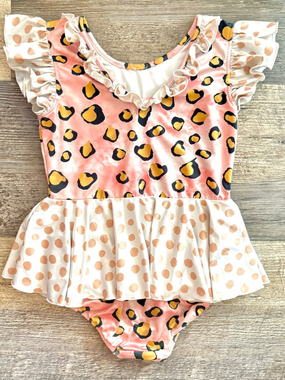 Leo‎ Luvs Size 10 Pink Leopard Polka Dot Skirted Leotard Dance Gymnastics
